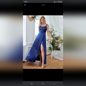 SHEIN Belle Tie Shoulder Backless Wrap SatinBridesmaid Dress